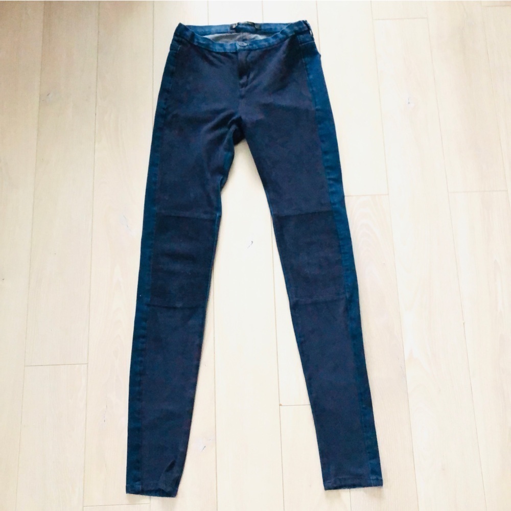 Zara Trafaluc Velour Front Skinny Jeans in Dark Indigo Size 4